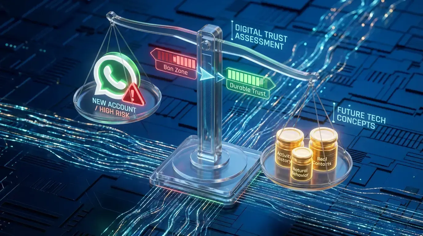 Skala kepercayaan WhatsApp 2026 - Risiko pemblokiran akun baru vs kepercayaan tahan lama